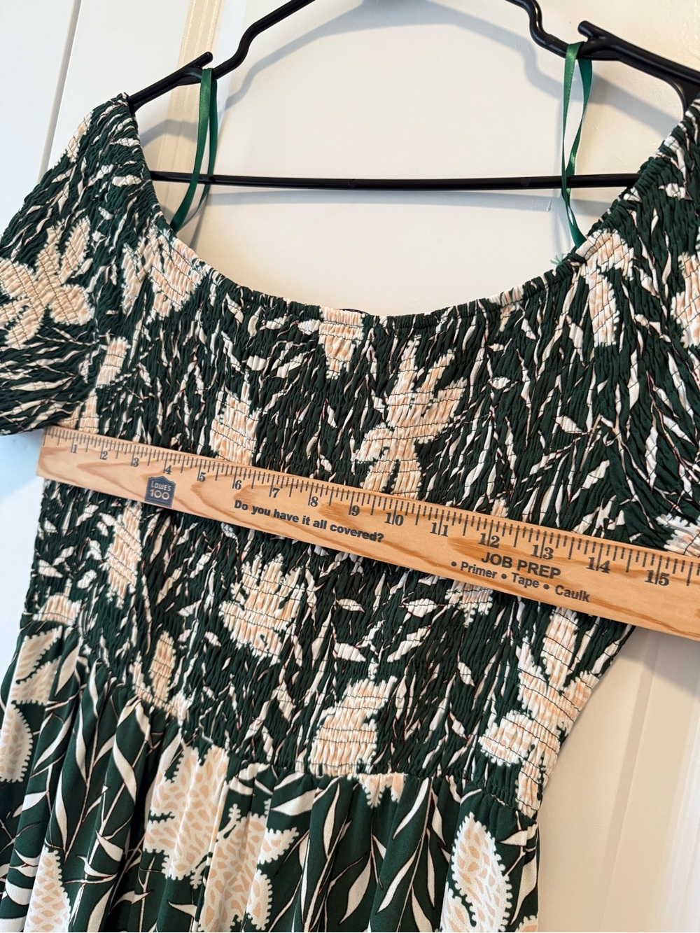 Baltic Born | Becca Smocked Maxi Dress | Off-Shoulder Green Floral | Size XL - Picture 9 of 9